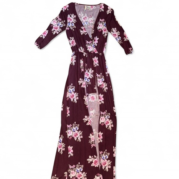 Tilly's Dresses & Skirts - Floral Romper/ Dress - Burgundy